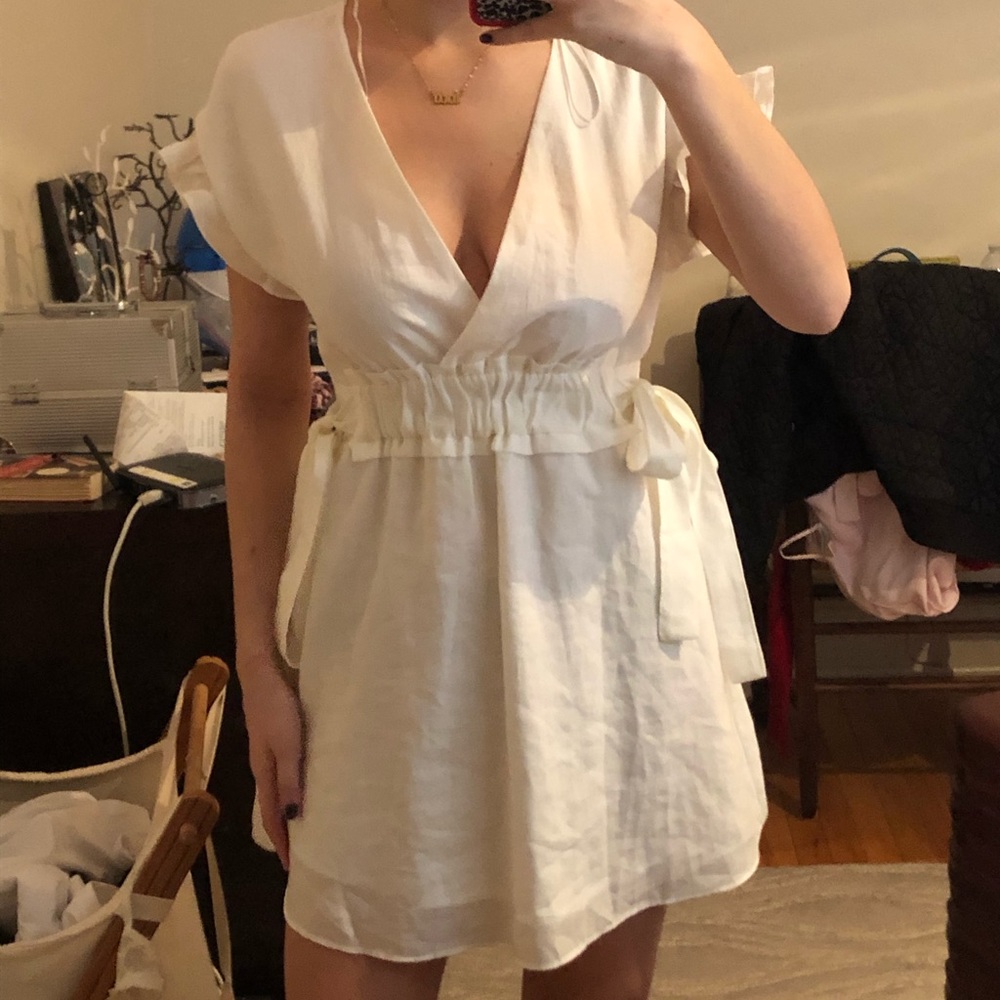 ZARA short sleeve cream dress
